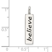 Sterling Silver Polished Enameled Believe Pendant view 4
