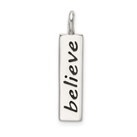 Sterling Silver Polished Enameled Believe Pendant view 1