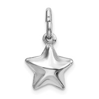 Sterling Silver Rhodium Plated Polished Puffed Star Charm view 3