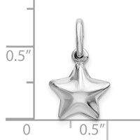Sterling Silver Rhodium Plated Polished Puffed Star Charm view 4