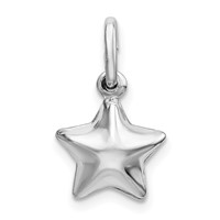 Sterling Silver Rhodium Plated Polished Puffed Star Charm view 1