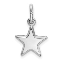 Sterling Silver Rhodium-plated Polished 12mm Puffed Star Charm view 3