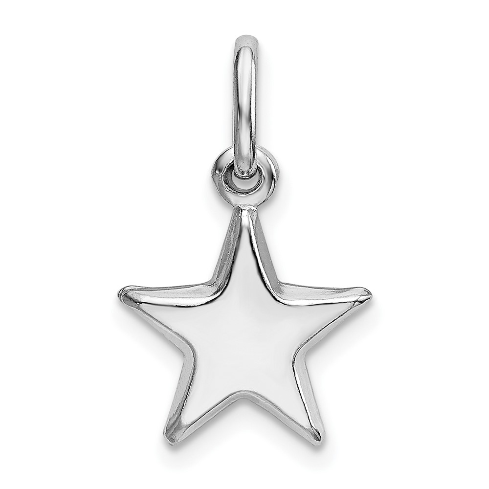 Sterling Silver Rhodium-plated Polished 12mm Puffed Star Charm