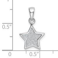 Sterling Silver Rhodium-plated Glitter Enamel Fabric Star Pendant view 4
