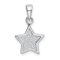 Sterling Silver Rhodium-plated Glitter Enamel Fabric Star Pendant view 1