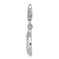 Sterling Silber Rhodium-plated CZ Ladybug Charm with Lobster Clasp view 2