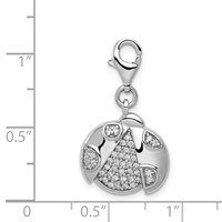 Sterling Silber Rhodium-plated CZ Ladybug Charm with Lobster Clasp view 5