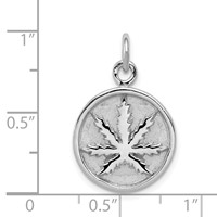 Sterling Silver Rhodium-plated Polished Leaf Pendant view 4