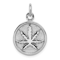 Sterling Silver Rhodium-plated Polished Leaf Pendant view 1