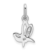 Sterling Silver Rhodium-plated CZ Butterfly Petite Pendant view 3