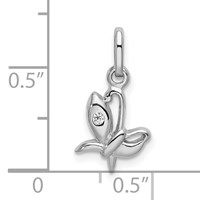 Sterling Silver Rhodium-plated CZ Butterfly Petite Pendant view 4