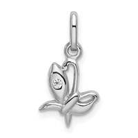 Sterling Silver Rhodium-plated CZ Butterfly Petite Pendant view 1
