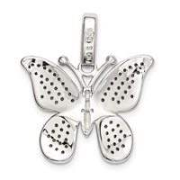 Sterling Silver Rhodium-plated Polished Preciosa Crystal Butterfly Pendant view 3