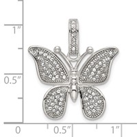 Sterling Silver Rhodium-plated Polished Preciosa Crystal Butterfly Pendant view 4