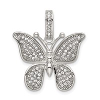 Sterling Silver Rhodium-plated Polished Preciosa Crystal Butterfly Pendant view 1