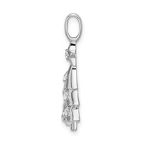 Sterling Silver Rhodium-plated CZ Christmas Tree Pendant view 2