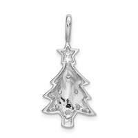 Sterling Silver Rhodium-plated CZ Christmas Tree Pendant view 3