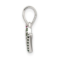 Sterling Silver Polished Red White & Green CZ Joy Pendant view 2