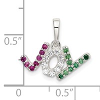 Sterling Silver Polished Red White & Green CZ Joy Pendant view 4