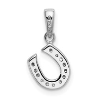 Sterling Silver Rhodium-plated CZ Horseshoe Pendant view 3