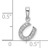 Sterling Silver Rhodium-plated CZ Horseshoe Pendant view 4