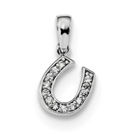 Sterling Silver Rhodium-plated CZ Horseshoe Pendant view 1