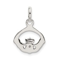 Sterling Silver Polished Claddagh Charm view 3