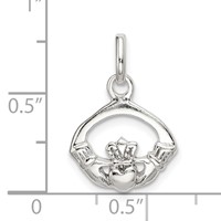 Sterling Silver Polished Claddagh Charm view 4