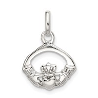 Sterling Silver Polished Claddagh Charm view 1