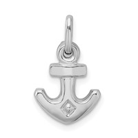 Sterling Silver Rhodium Plated Polished Anchor Charm view 3