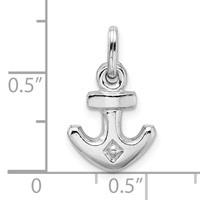Sterling Silver Rhodium Plated Polished Anchor Charm view 4