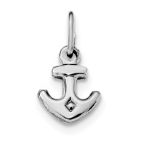 Sterling Silver Rhodium Plated Polished Anchor Charm view 1