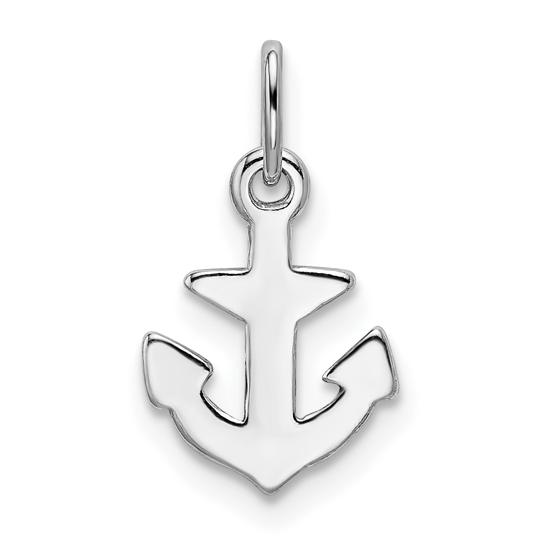 Sterling Silver Rhodium-plated Polished Anchor Charm (QC9256)