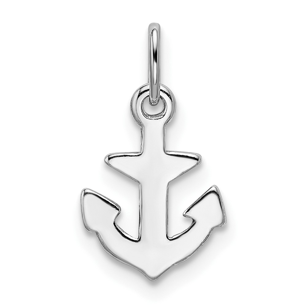Sterling Silver Rhodium-plated Polished Anchor Charm (QC9256)