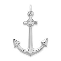 Sterling Silver Rhodium Plated Polished Anchor Charm view 3