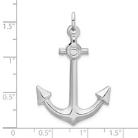 Sterling Silver Rhodium Plated Polished Anchor Charm view 4