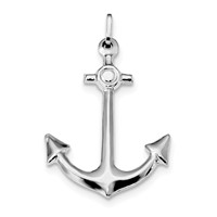 Sterling Silver Rhodium Plated Polished Anchor Charm view 1