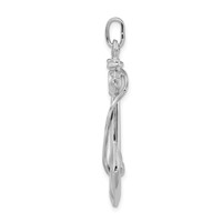 Sterling Silver Rhodium Plated Polished Anchor Charm with Rope view 2