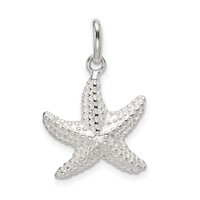 Sterling Silver Polished and Textured Starfish Charm view 1