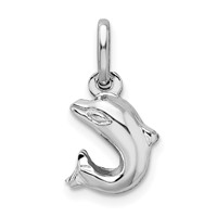 Sterling Silver Rhodium Plated Polished Jumping Dolphin Charm view 3