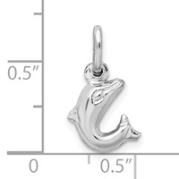 Sterling Silver Rhodium Plated Polished Jumping Dolphin Charm view 4