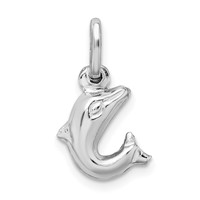 Sterling Silver Rhodium Plated Polished Jumping Dolphin Charm view 1