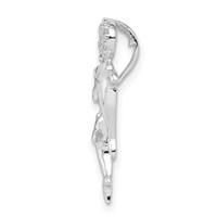 Sterling Silver Rhodium-plated Crystal Dolphins Chain Slide view 2
