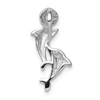 Sterling Silver Rhodium-plated Crystal Dolphins Chain Slide view 3