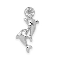 Sterling Silver Rhodium-plated Crystal Dolphins Chain Slide view 1