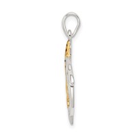 Sterling Silver & Gold-tone Enameled Filigree Dolphins Pendant view 2