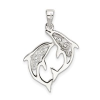Sterling Silver & Gold-tone Enameled Filigree Dolphins Pendant view 3