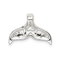 Sterling Silver Polished Filigree Whale Tail Chain Slide view 3