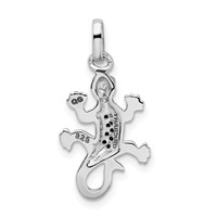Sterling Silver Rhodium-plated Polished Black CZ Lizard Pendant view 3