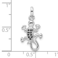 Sterling Silver Rhodium-plated Polished Black CZ Lizard Pendant view 4